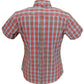 Relco Ladies Blue & Burgundy Checked Button Down Short Sleeved Shirts