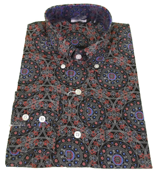 chemise noire à motif cachemire