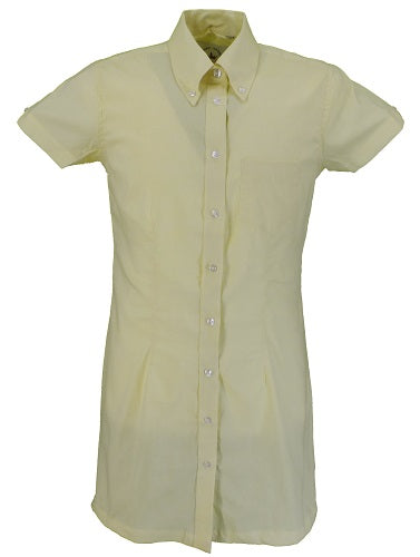 Vestido camisero retro Oxford amarillo para mujer Relco