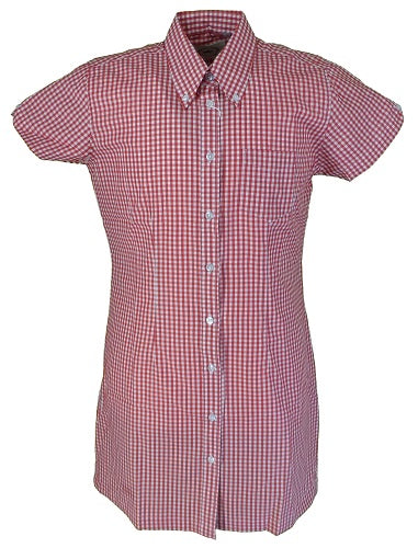 Relco Damen-Hemdkleid im Retro-Stil mit rotem Gingham-Karomuster