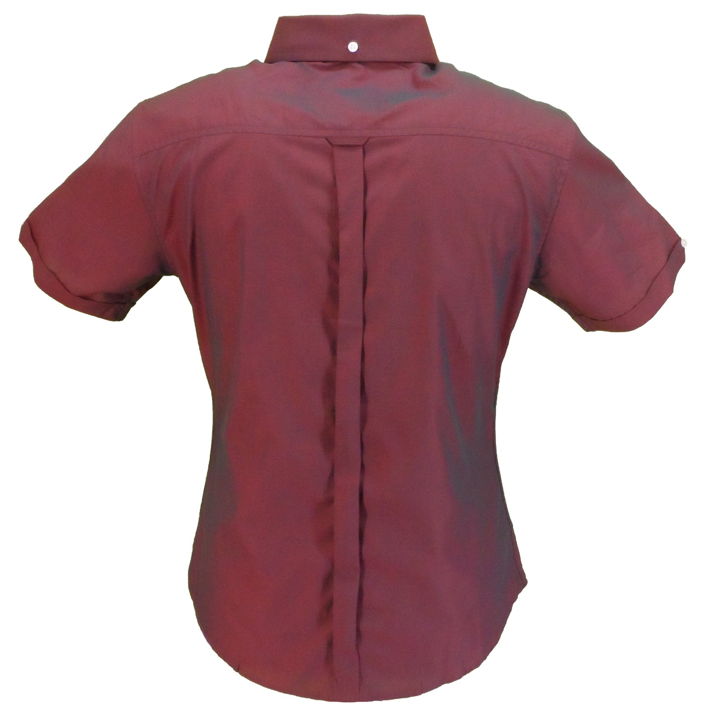 Relco Ladies Burgundy Black Tonic Button Down Short Sleeved Shirts