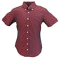 Relco Ladies Burgundy Black Tonic Button Down Short Sleeved Shirts