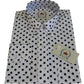 Relco White/Navy Polka Dot Cotton Long Sleeved Retro Mod Button Down Shirts