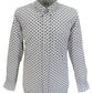 Relco White/Navy Polka Dot Cotton Long Sleeved Retro Mod Button Down Shirts