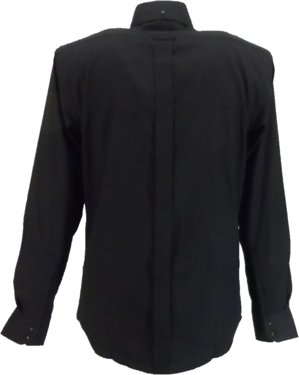 Relco Black Oxford Cotton Long Sleeved Retro Mod Button Down Shirts