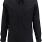 Camisas con botones mod retro de manga larga de algodón Oxford negro Relco
