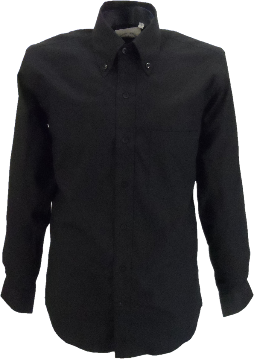 Relco sorte oxford bomuld langærmede retro mod button down skjorter