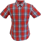 Relco Retro Red Checked Ladies Button Down Short Sleeved Shirts