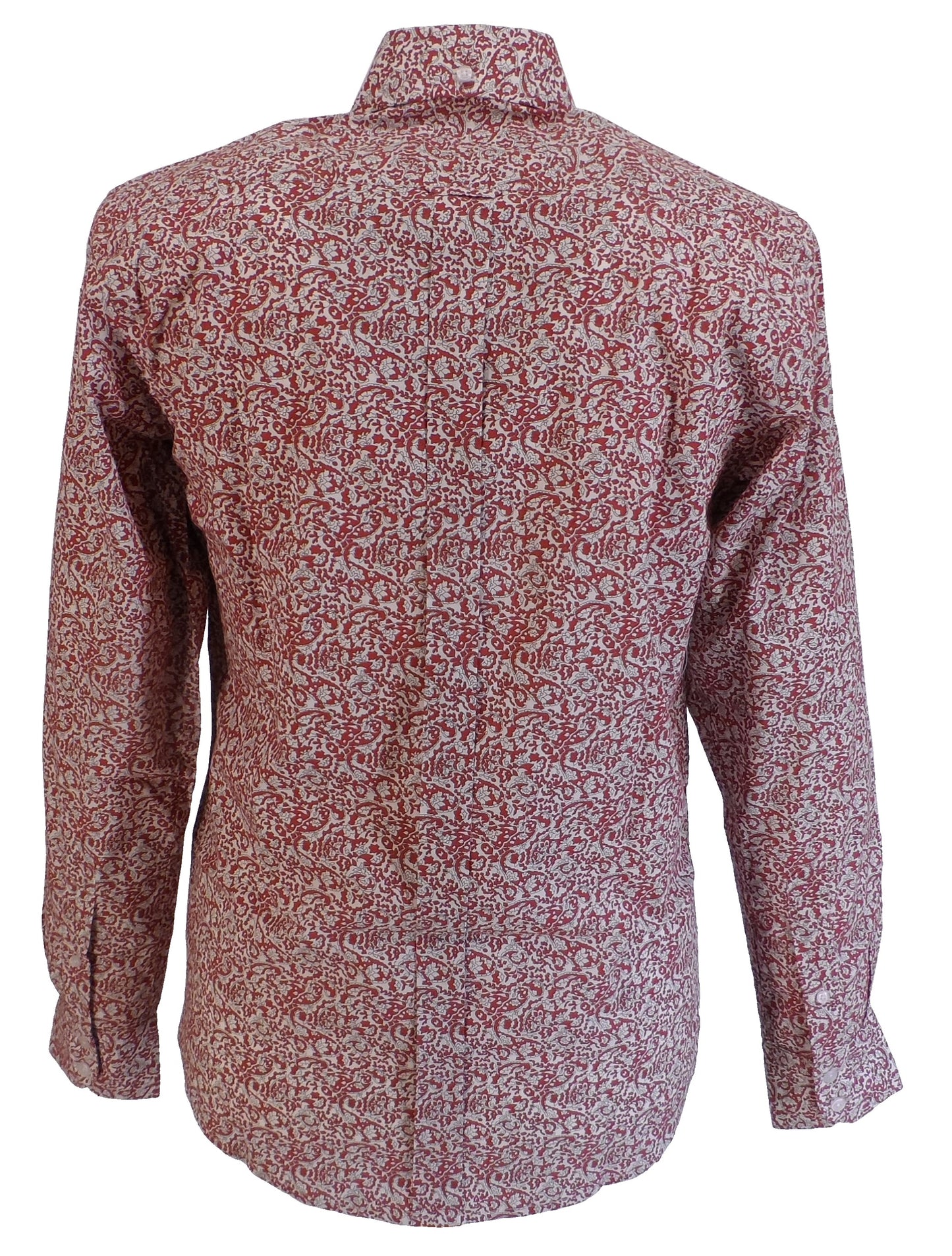 Relco Burgundy Paisley 100% Cotton Long Sleeved Button Down Shirts