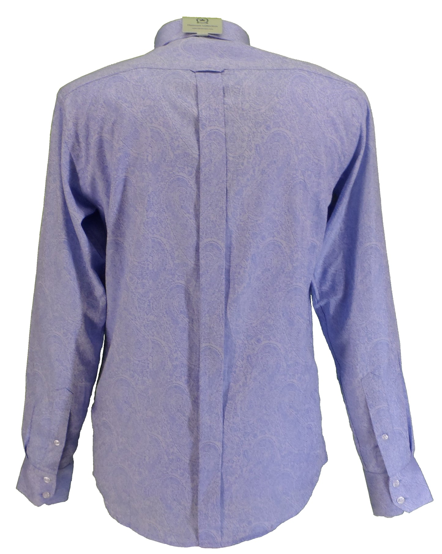 Camicia a maniche lunghe in cotone paisley blu da uomo Relco Platinum