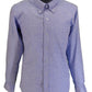 Camicia a maniche lunghe in cotone paisley blu da uomo Relco Platinum