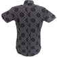 Relco Mens Black Paisley Short Sleeved Retro Mod Button Down Shirt