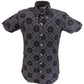 Relco Mens Black Paisley Short Sleeved Retro Mod Button Down Shirt
