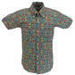 Relco camisa con botones mod retro de manga corta verde multicolor paisley para hombre