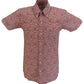 Relco Mens Burgundy/White Paisley Short Sleeved Retro Mod Button Down Shirt