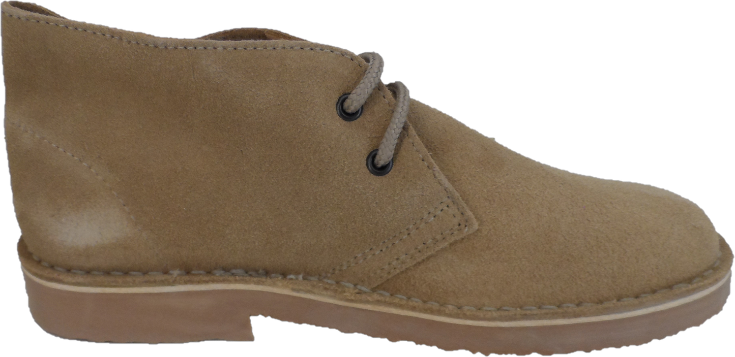 Roamers Stone Retro 70s Mod Style Real Suede Desert Boots