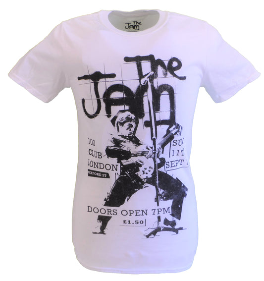 Hvidt mål for mænd Officially Licensed 100 club The Jam t-shirt