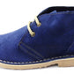 حذاء Roamers الدنيم باللون الأزرق ذو ثقوبتين ومقدمة مستديرة من جلد الغزال الحقيقي