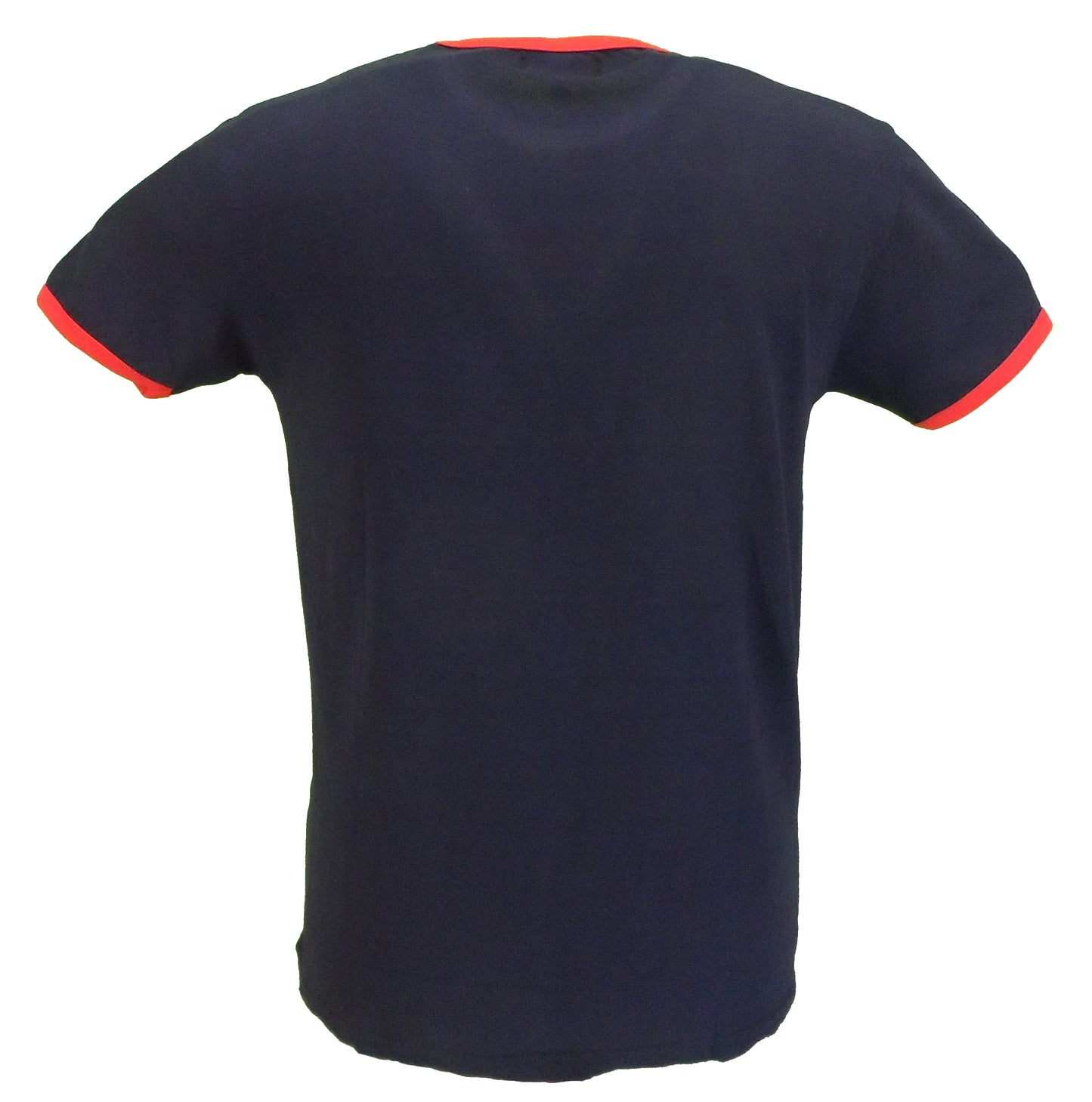 Run & Fly Mens Navy Retro Mod 60s Indie Rainbow Striped Cotton T-Shirt