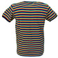 Mens Indie Multi Striped Retro Mod 60s Cotton T Shirt