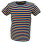 Mens Indie Multi Striped Retro Mod 60s Cotton T Shirt