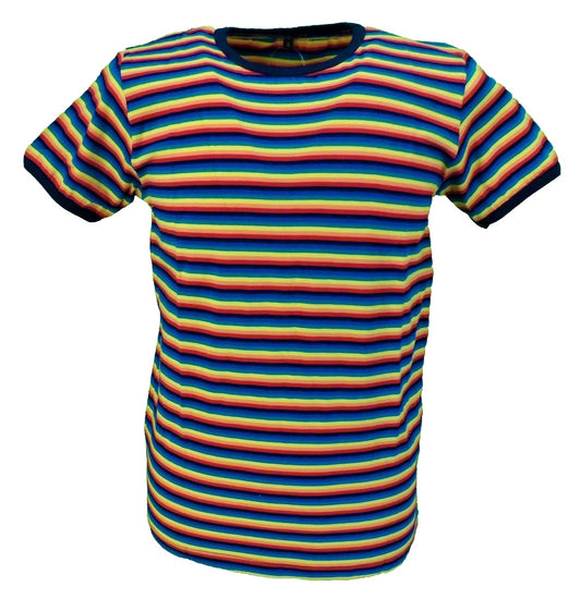 T-shirt da uomo in cotone indie multirighe retrò mod anni '60