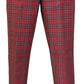 Run & Fly Mens 60s Vintage Retro Mod Checked Red Tartan Skinny Fit Trousers