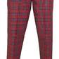 Run & Fly Mens 60s Vintage Retro Mod Checked Red Tartan Skinny Fit Trousers