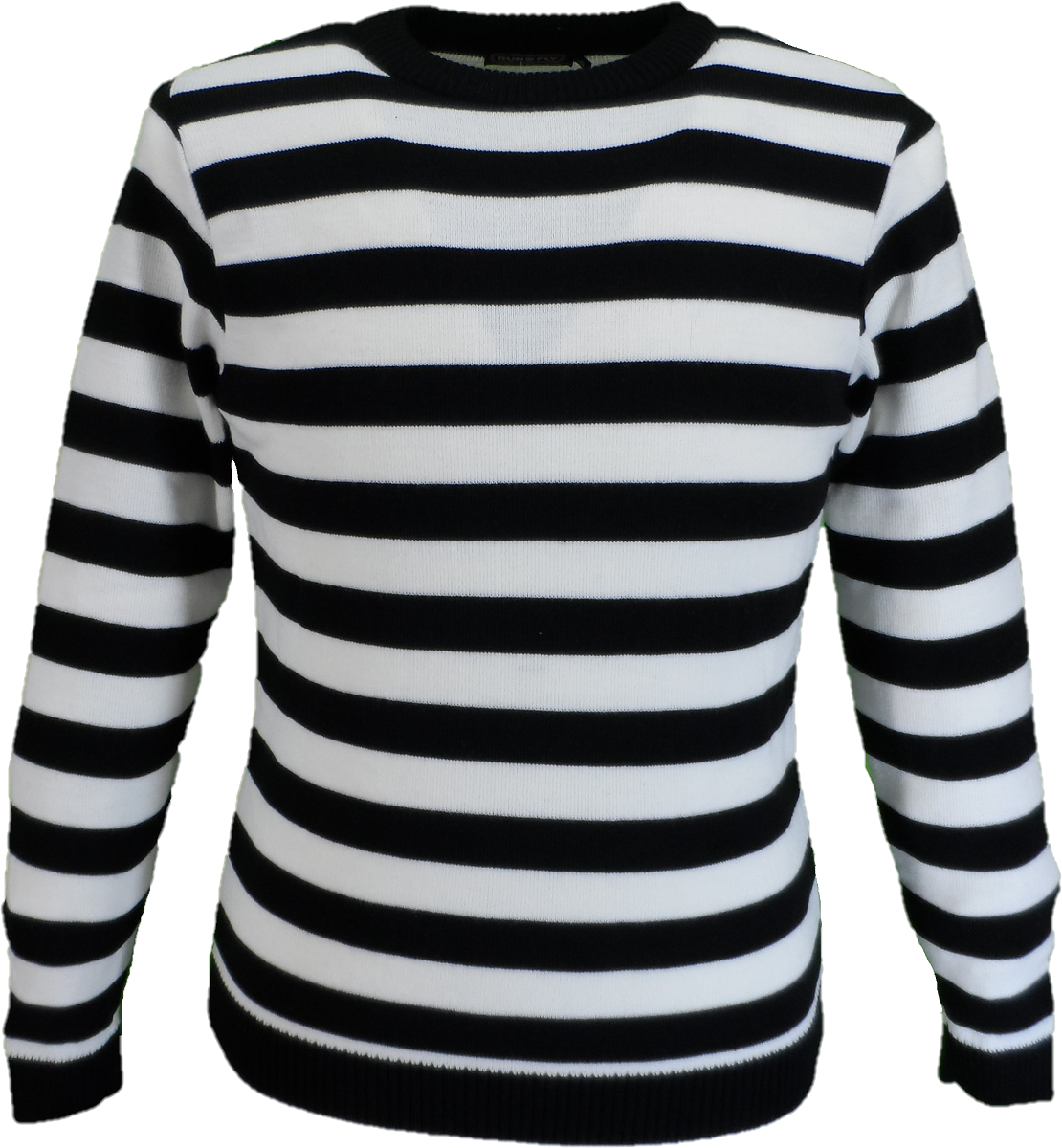 Men's Black and White Retro Striped Jumper