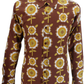 Run & Fly Mens 60s 70s Retro Psychedelic Brown Flowered Shirt