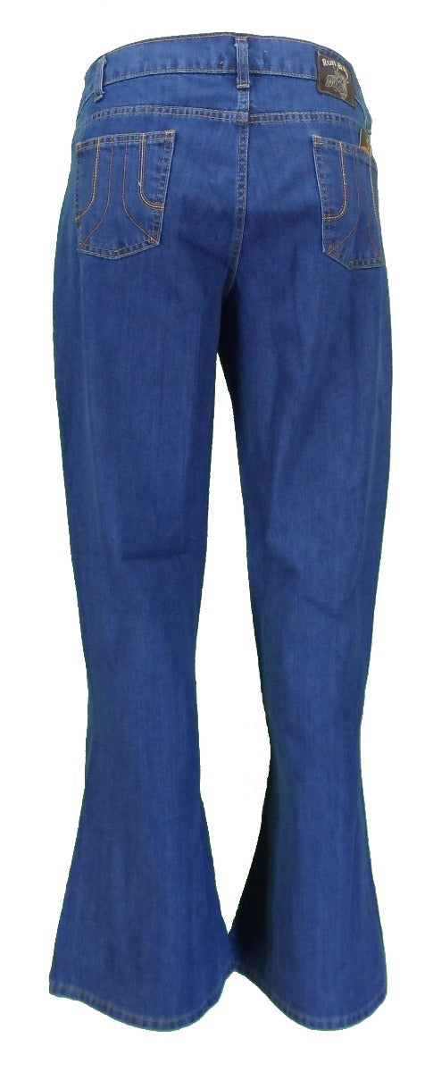 Run & Fly Mens Vintage 60s 70s Retro Bell Bottom Super Stonewashed Flares