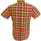 Mazeys Mens Brick Red Yellow Checked 100% Cotton Short Sleeved Shirts