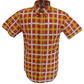 Mazeys Mens Brick Red Yellow Checked 100% Cotton Short Sleeved Shirts