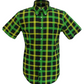 Mazeys Mens Green/Black Checked 100% Cotton Short Sleeved Shirts