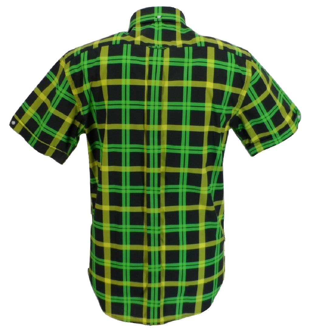Mazeys Mens Green/Black Checked 100% Cotton Short Sleeved Shirts