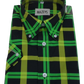 Mazeys Mens Green/Black Checked 100% Cotton Short Sleeved Shirts