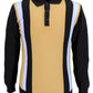 Ska & Soul Mens Brown Cable Front Striped Knitted Polo Shirt