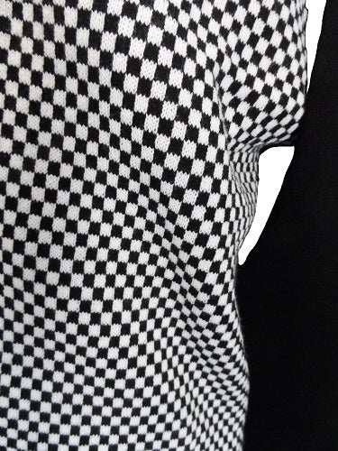 Relco Classic Retro Black and White Checkerboard Cardigan