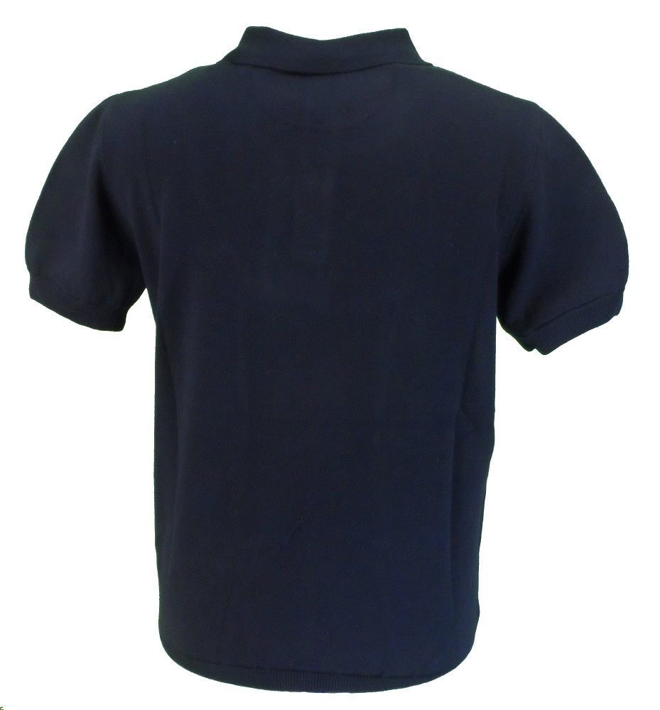 Ska & Soul Black Panel Fine Gauge Knitted Polo Shirt …