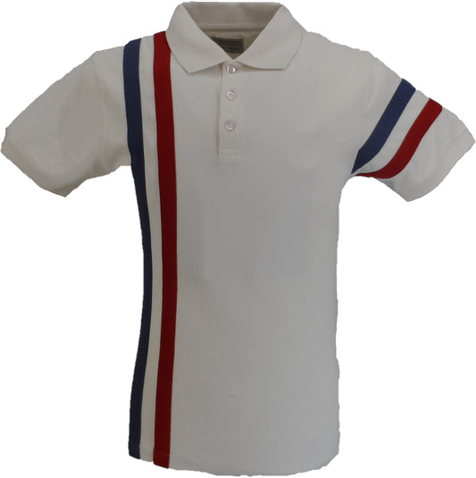 Ska & Soul Ecru Racing Stripe 100% Cotton Polo Shirt