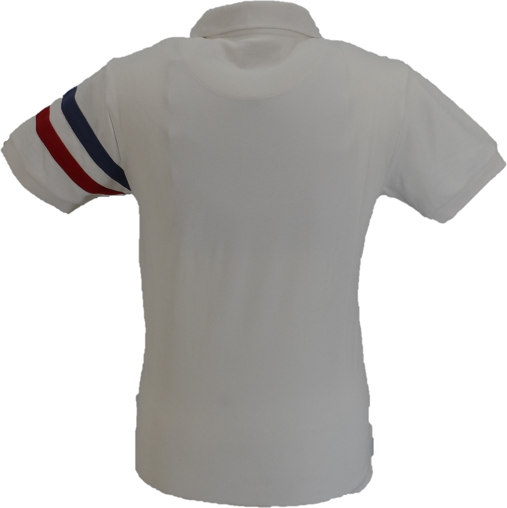 Ska & Soul Ecru Racing Stripe 100% Cotton Polo Shirt