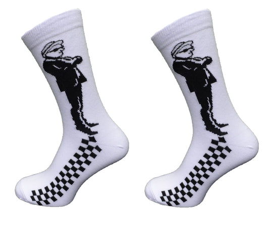 Socks da 2 paia di calzini ska man bianchi bicolore retrò da uomo