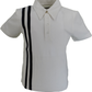 Ska & Soul Mens Ecru Twin Stripe Panel Polo Shirt