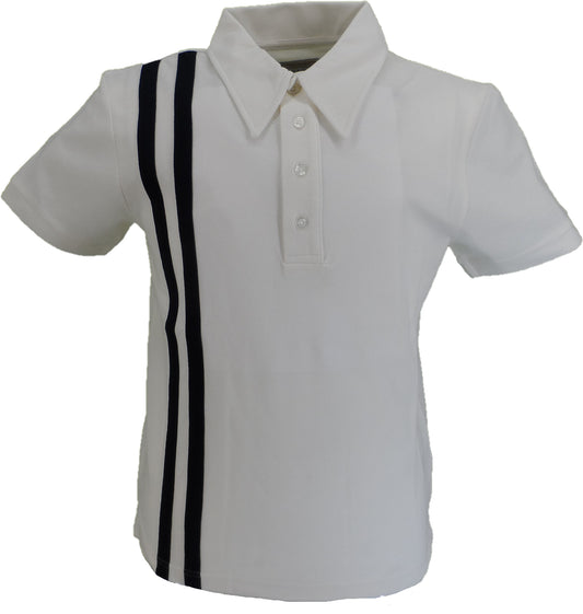 Ska & Soul Mens Ecru Twin Stripe Panel Polo Shirt