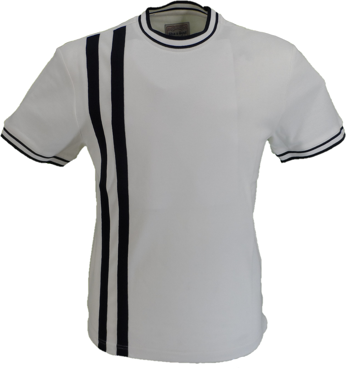 Ska & Soul Mens Ecru Twin Stripe T Shirts