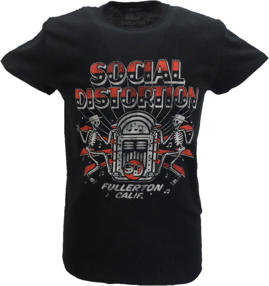 Schwarzes offizielles Jukebox-Skelly-T-Shirt mit sozialer Verzerrung für Herren