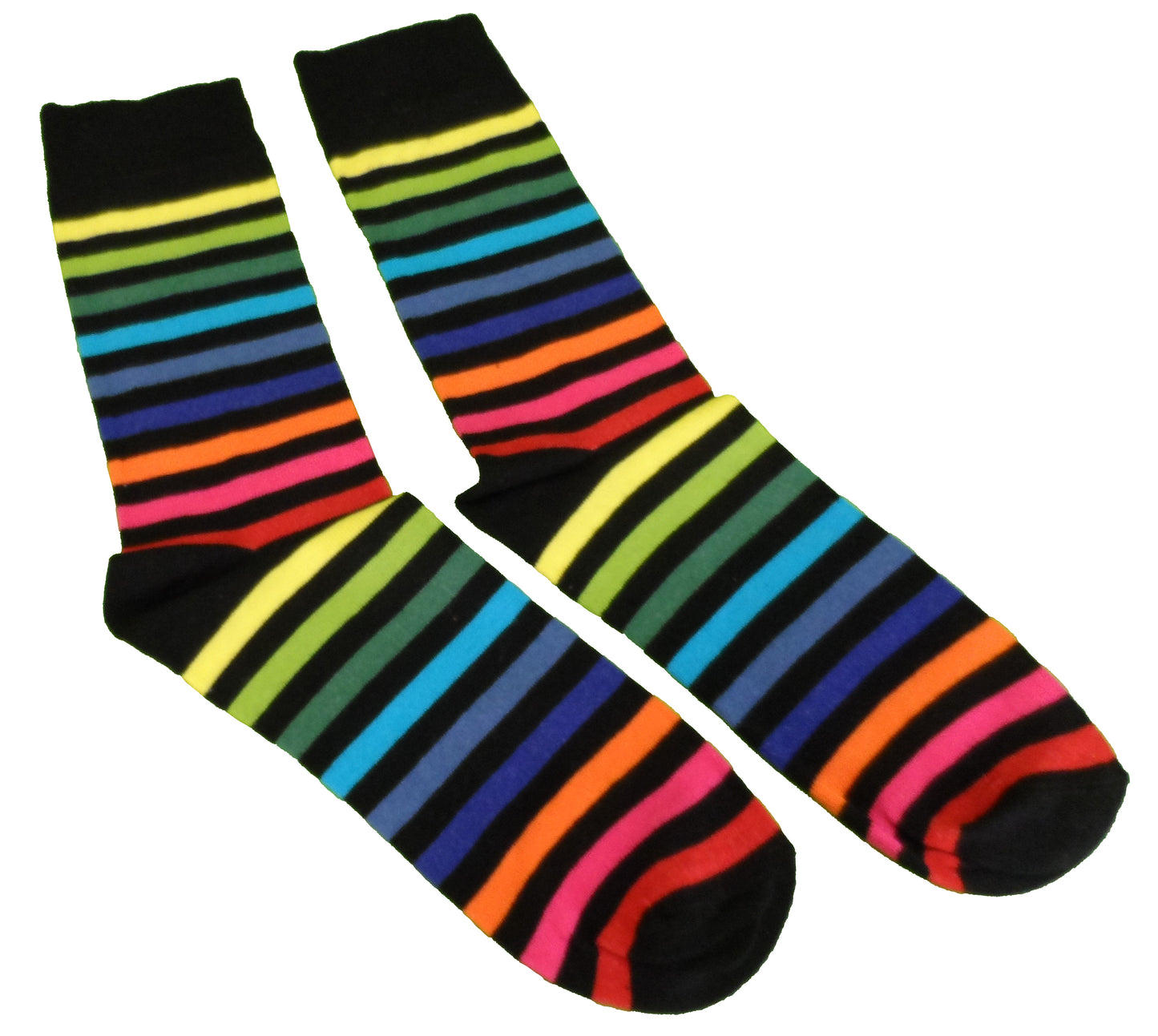 2er-Pack Herren-Socken im 2er-Pack mit mehrfarbig gestreiften Retro- Socks in Schwarz und Regenbogenfarben