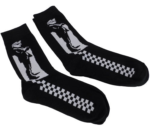 Mens 2 Pair Pack  Ska Man Black 2 Tone Retro Socks