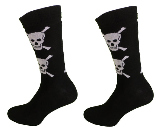 Mens 2 Pair Pack of Skull and Crossbones Top Socks