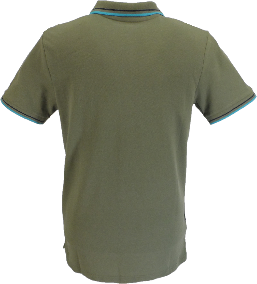 Lambretta Lichen Green/Navy/Blue Target Logo 100% Cotton Polo Shirts